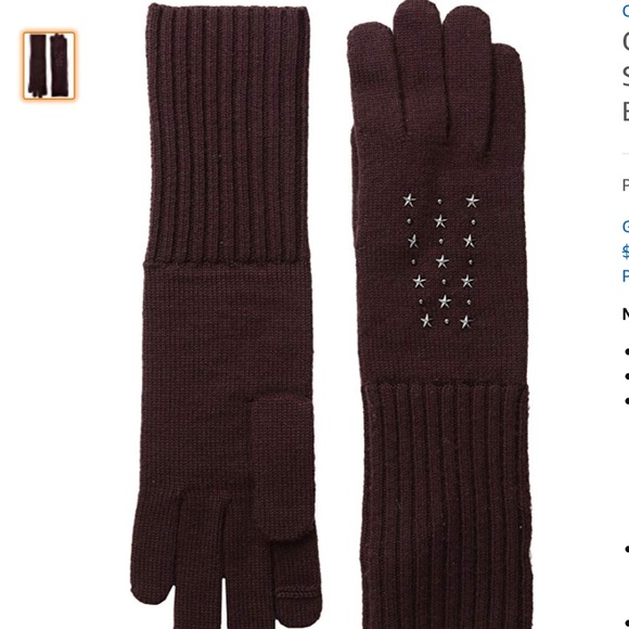 COACH NWT Merino StarStudded  Burgundy Gloves Tec - Picture 1 of 5